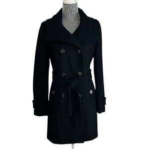 Calvin Klein women’s Size Small Black wool blend Coat. Double breasted pea coat.